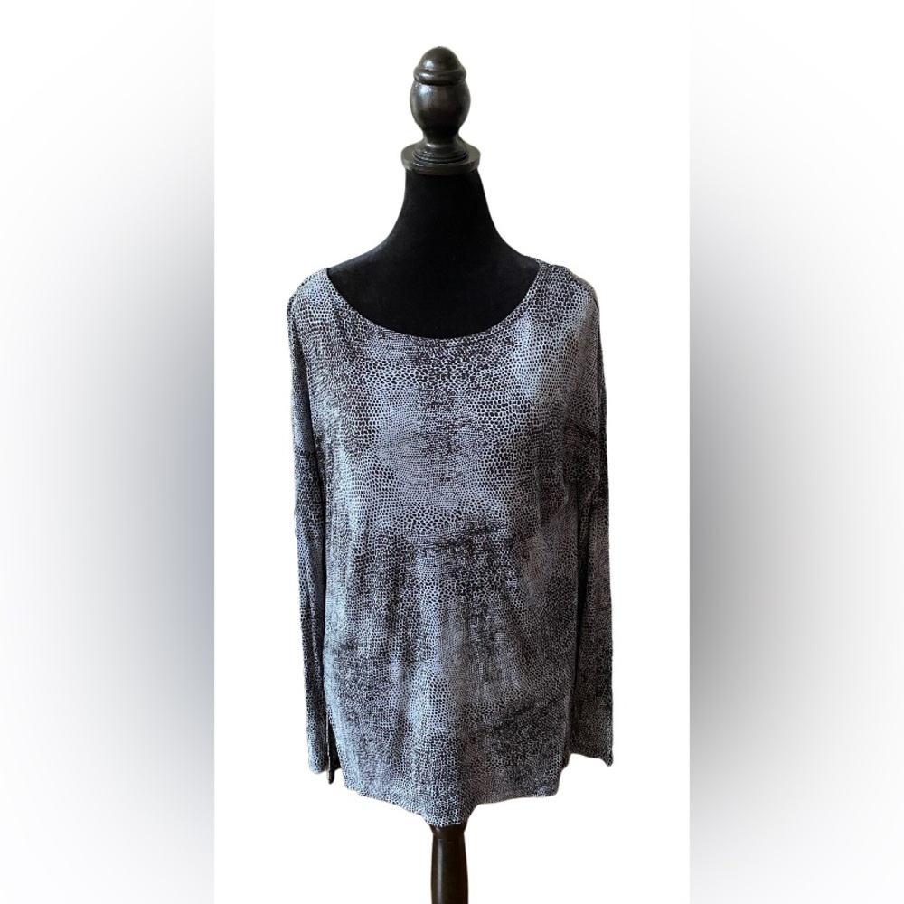August Silk: Animal Print Snakeskin Long Sleeve Shirt Blouse